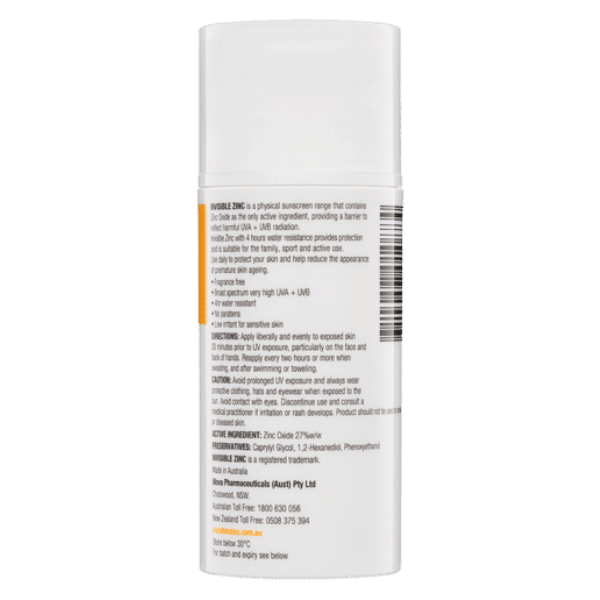 Invisible Zinc Sport SPF50 4HR Water Resistant 100ml