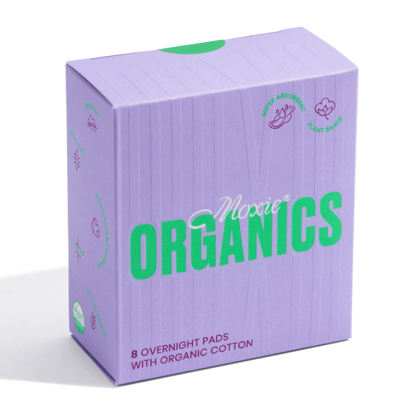 Moxie Organics Organic Cotton Overnight Pads with Wings 8PK