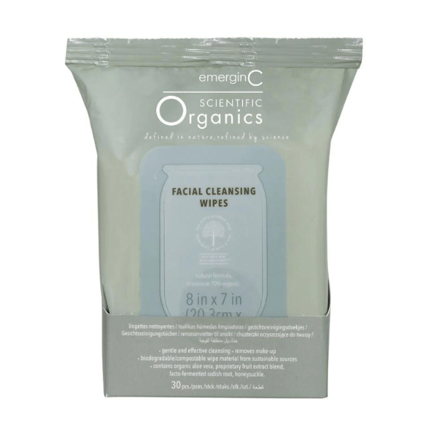 EmerginC Scientific Organics Facial Cleansing Wipes 30pk